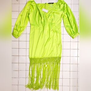 Fashion to Figure Neon Green Fringe Dress